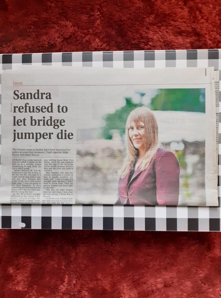 Sandra refused to let bridge jumper die